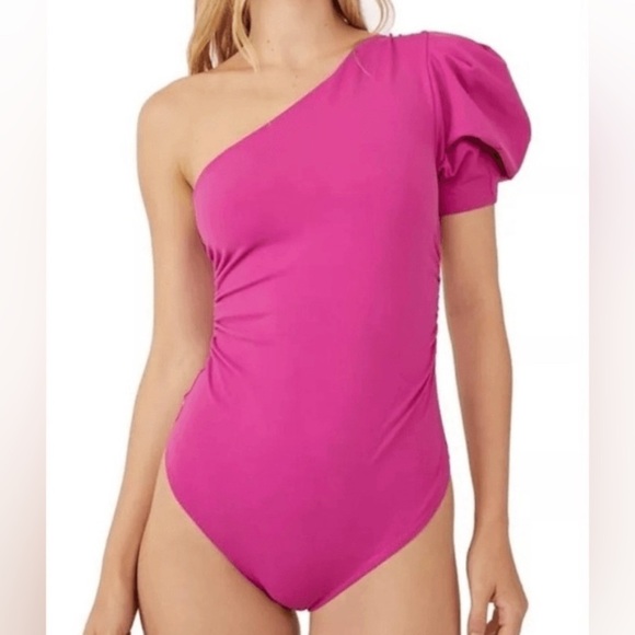 Free People Somethin Bout You Pink One-Shoulder Bodysuit XS - Picture 1 of 4
